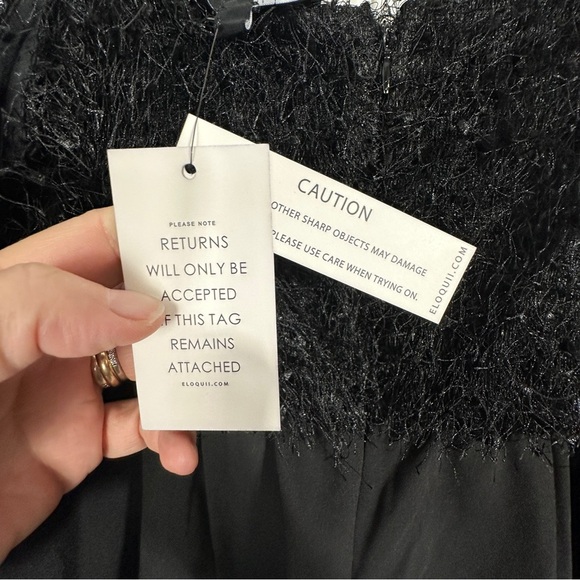 Gorgeous black Eloquii jumpsuit, wide leg, fun textured fringe at top, size 20 - Picture 8 of 15